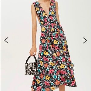 Topshop Petite Floral Pinafore Dress Size 6